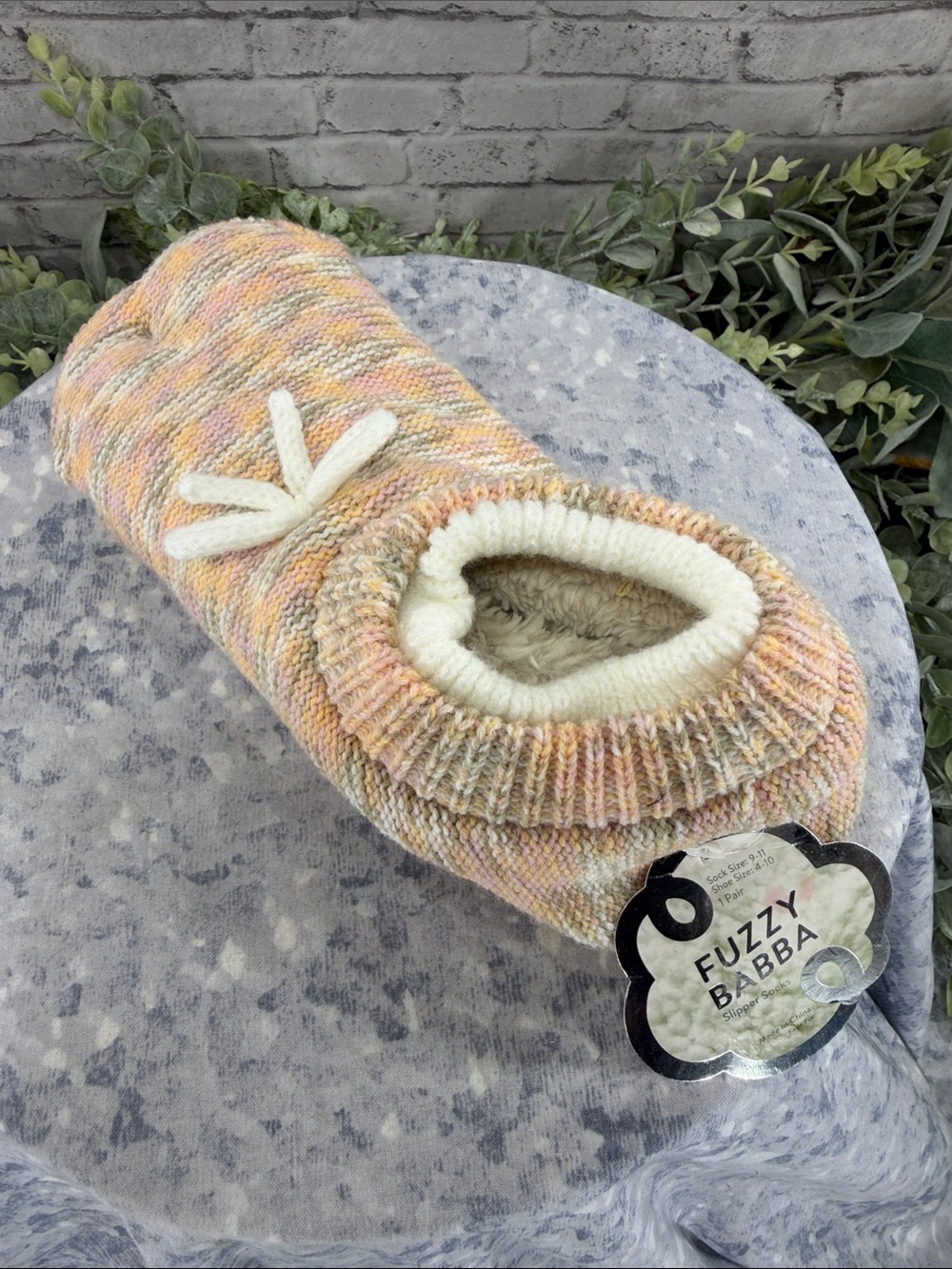 FUZZY BABBA - “Peachy Pink” Plush & Cozy Ballerina Slipper Socks WMS - One Size